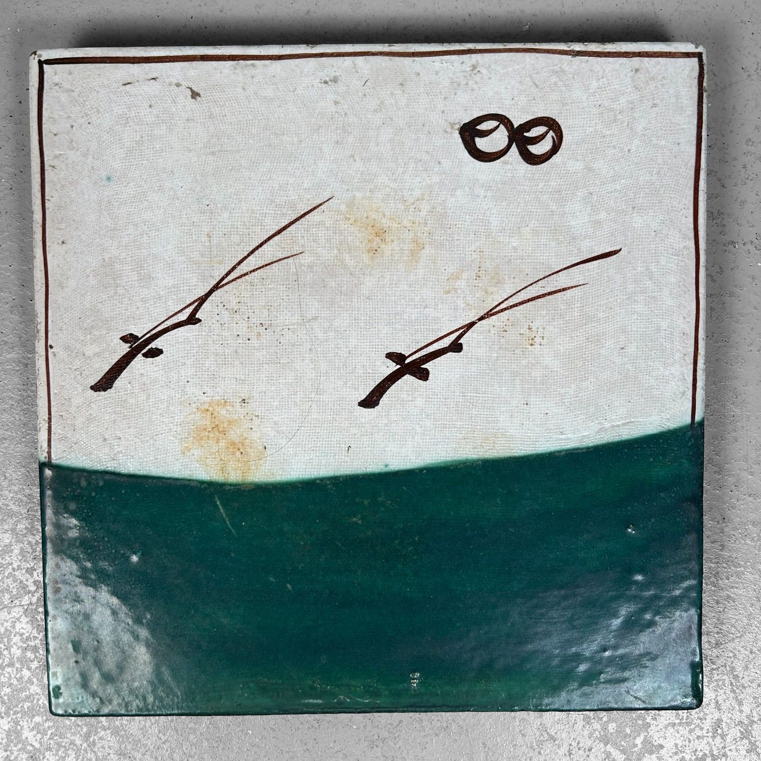 Oribe-ware Toban Ceramic Tile for the Tea Ceremony, 1915–1925 Oribe-ware Toban Ceramic Tile for the Tea Ceremony, 1915–1925