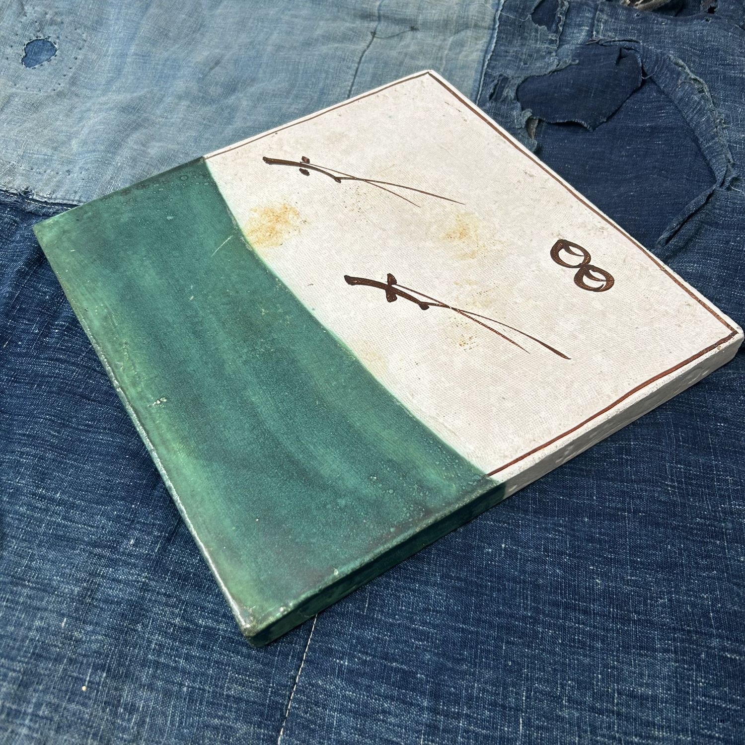 Oribe-ware Toban Ceramic Tile for the Tea Ceremony, 1915–1925 Oribe-ware Toban Ceramic Tile for the Tea Ceremony, 1915–1925