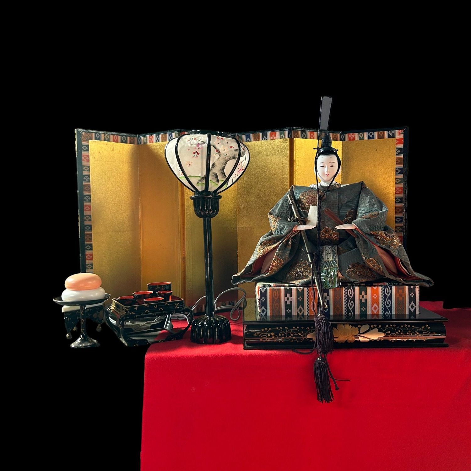 Large Hina Ningyō — Emperor & Empress, complete court — 1980s