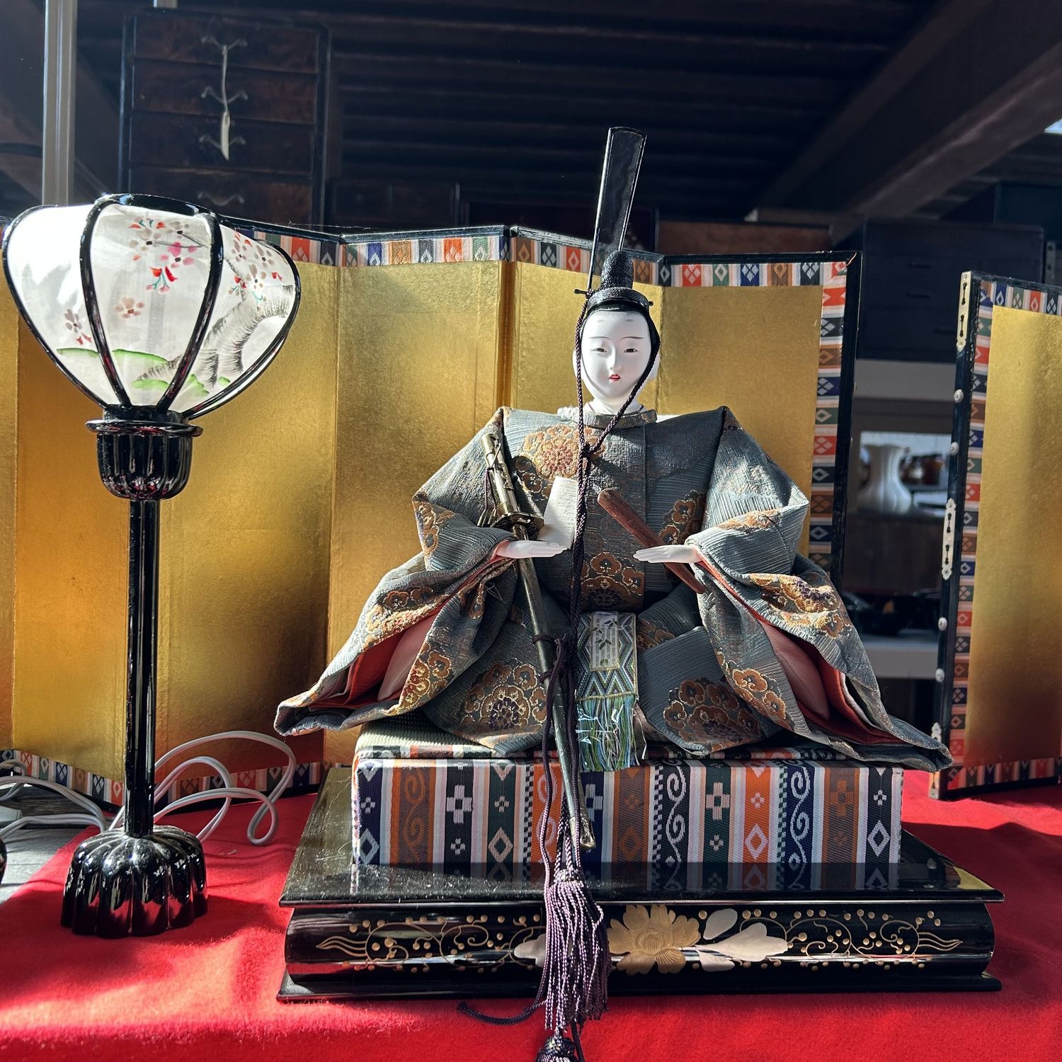 Large Hina Ningyō — Emperor & Empress, complete court — 1980s