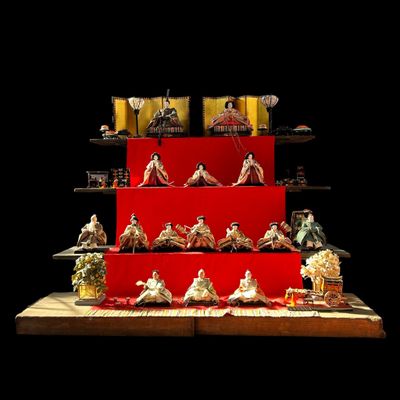 Large Hina Ningyō — Emperor & Empress, complete court — 1980s Large Hina Ningyō — Emperor & Empress, complete court — 1980s