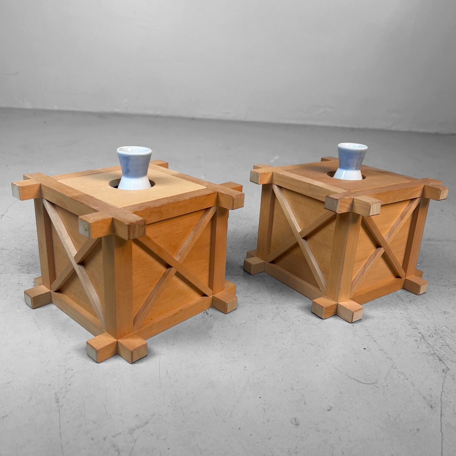 Set Japanse Shinto “Sakaki” Flower Stands – Kiso Hinoki, 1970s