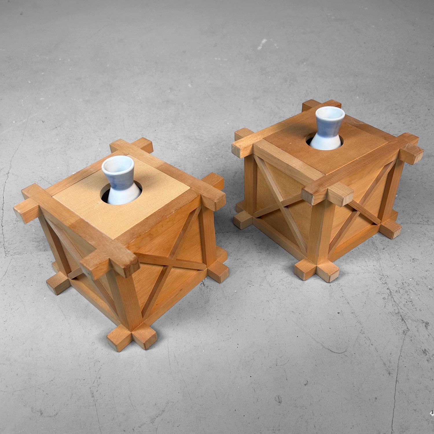 Set Japanse Shinto “Sakaki” Flower Stands – Kiso Hinoki, 1970s