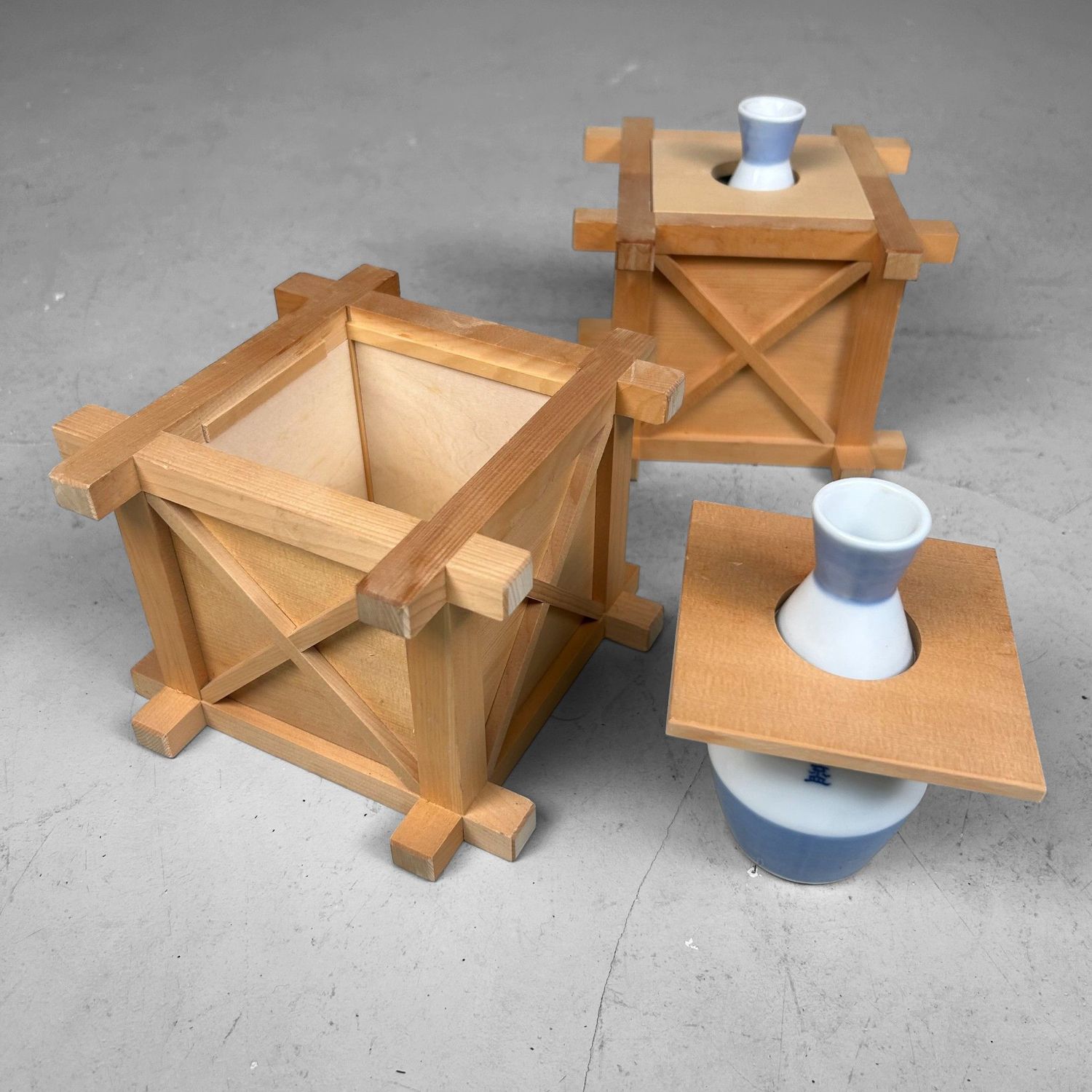 Set Japanse Shinto “Sakaki” Flower Stands – Kiso Hinoki, 1970s