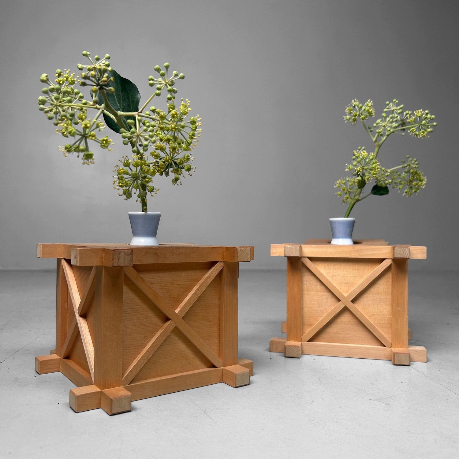 Set Japanse Shinto “Sakaki” Flower Stands – Kiso Hinoki, 1970s