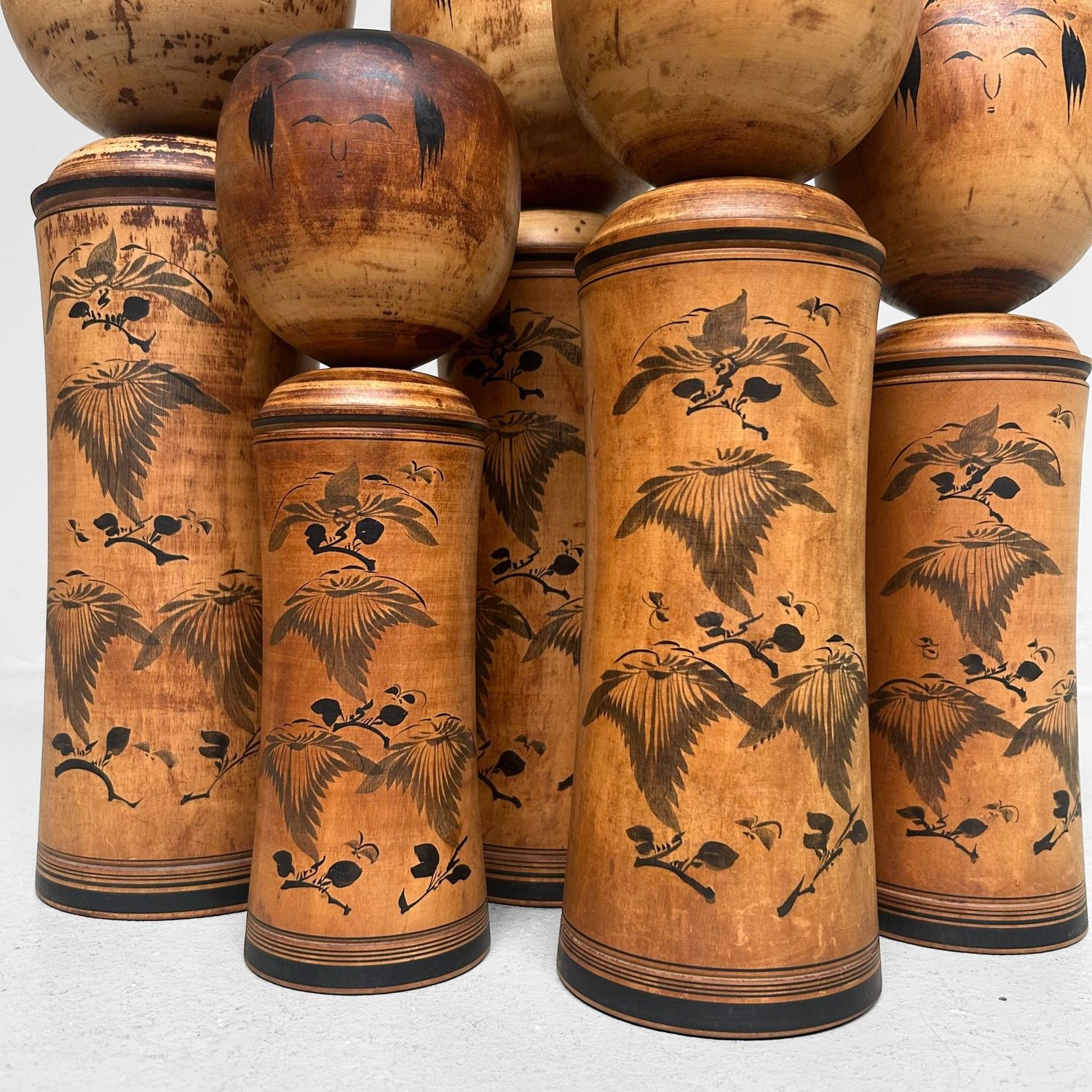 Zeldzame ​Set Kokeshi door Sakurai Shōji, Naruko-stijl, 1960s