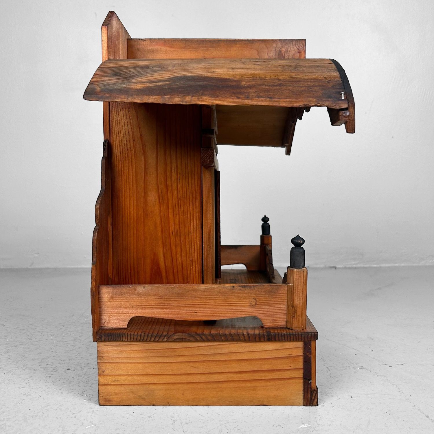 Japanese Wooden Shrine, Kamidana with Monk, 1950s