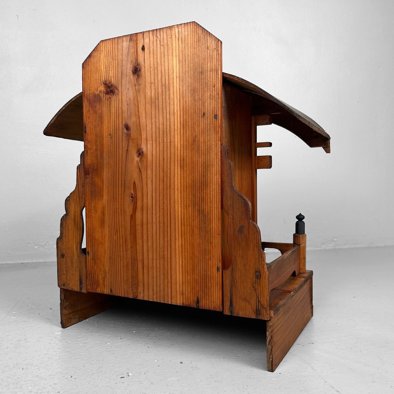 Japanese Wooden Shrine, Kamidana with Monk, 1950s