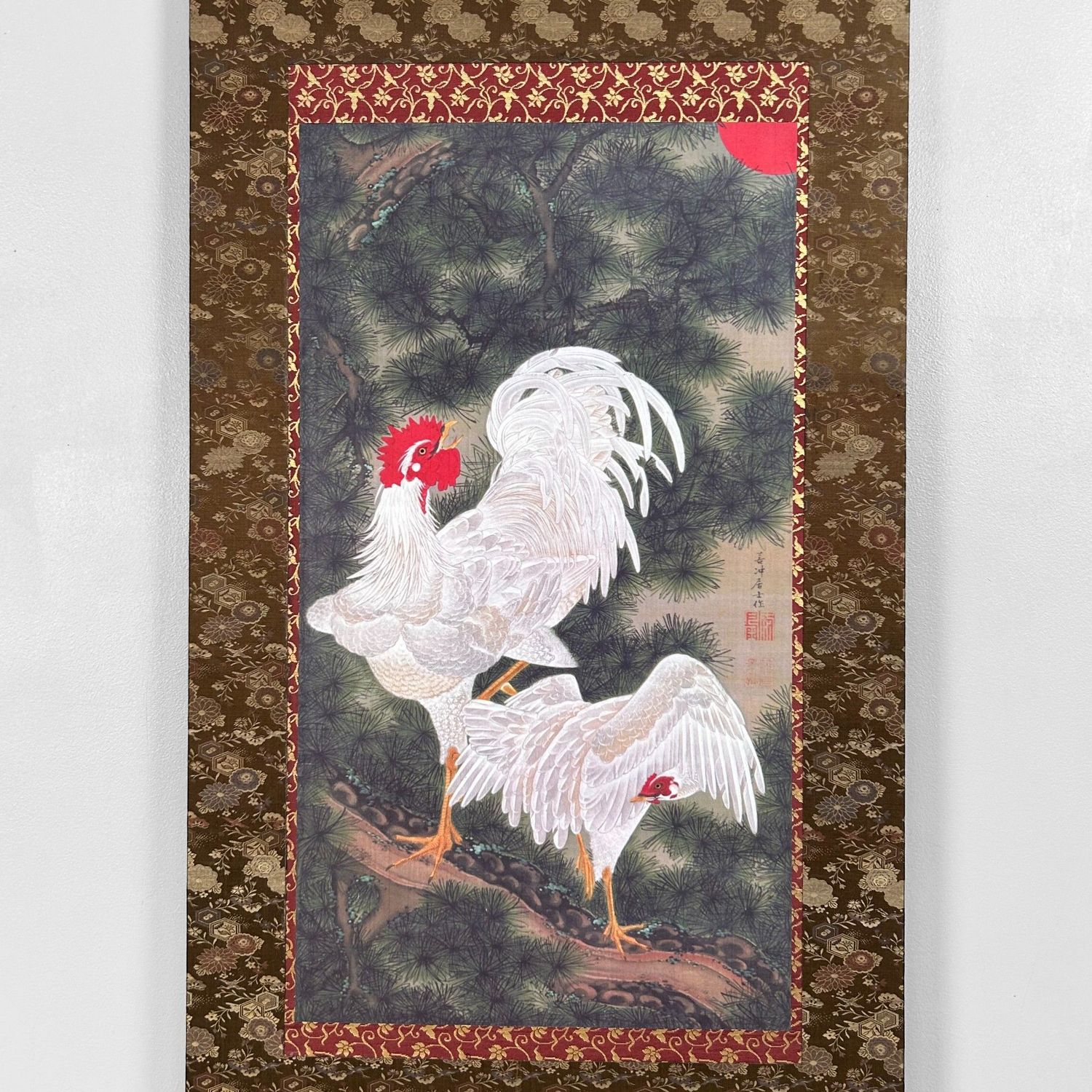 Decorative Japanese Panel with Roosters, 1980–1990