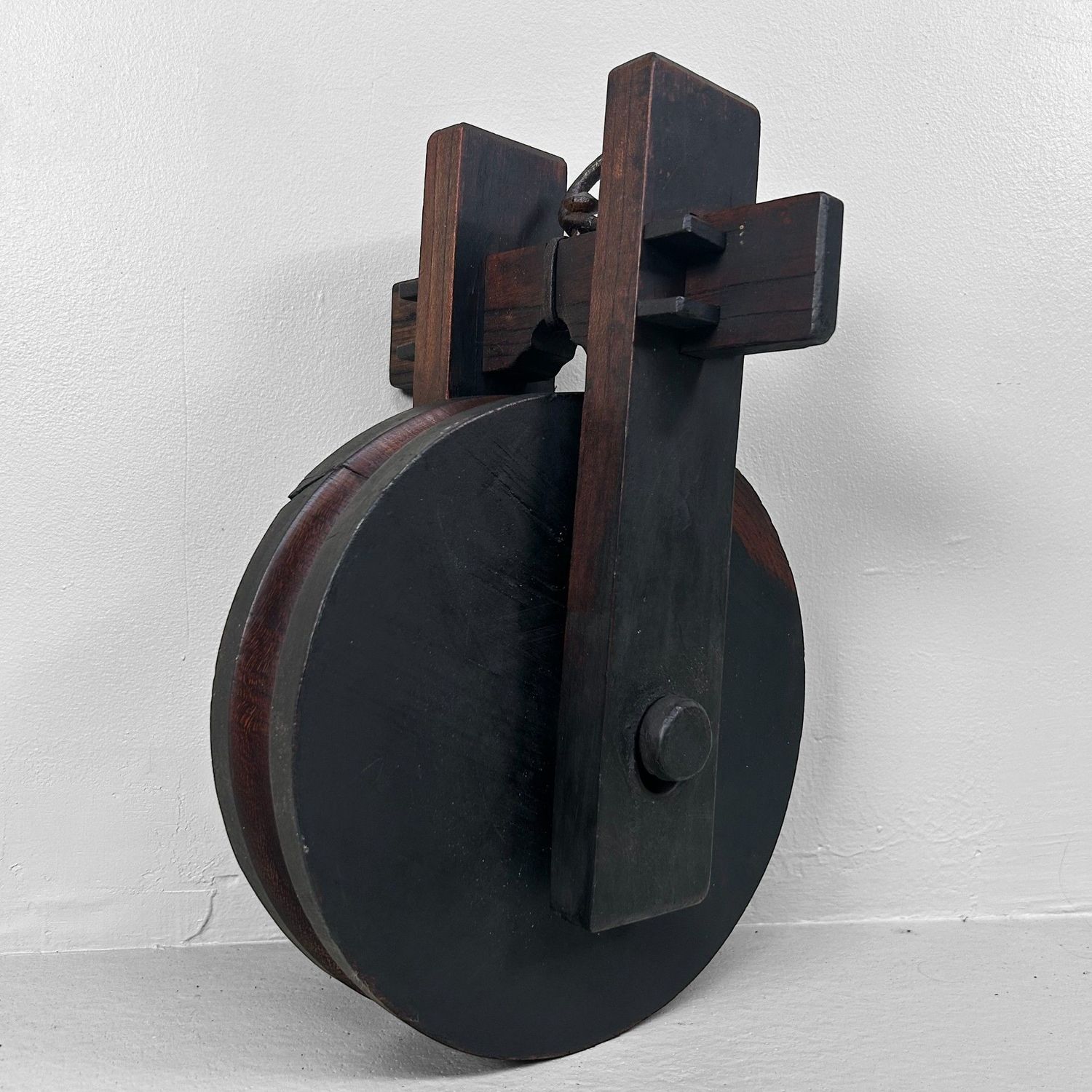 Antieke Japanse Houten Katrol, 1890s