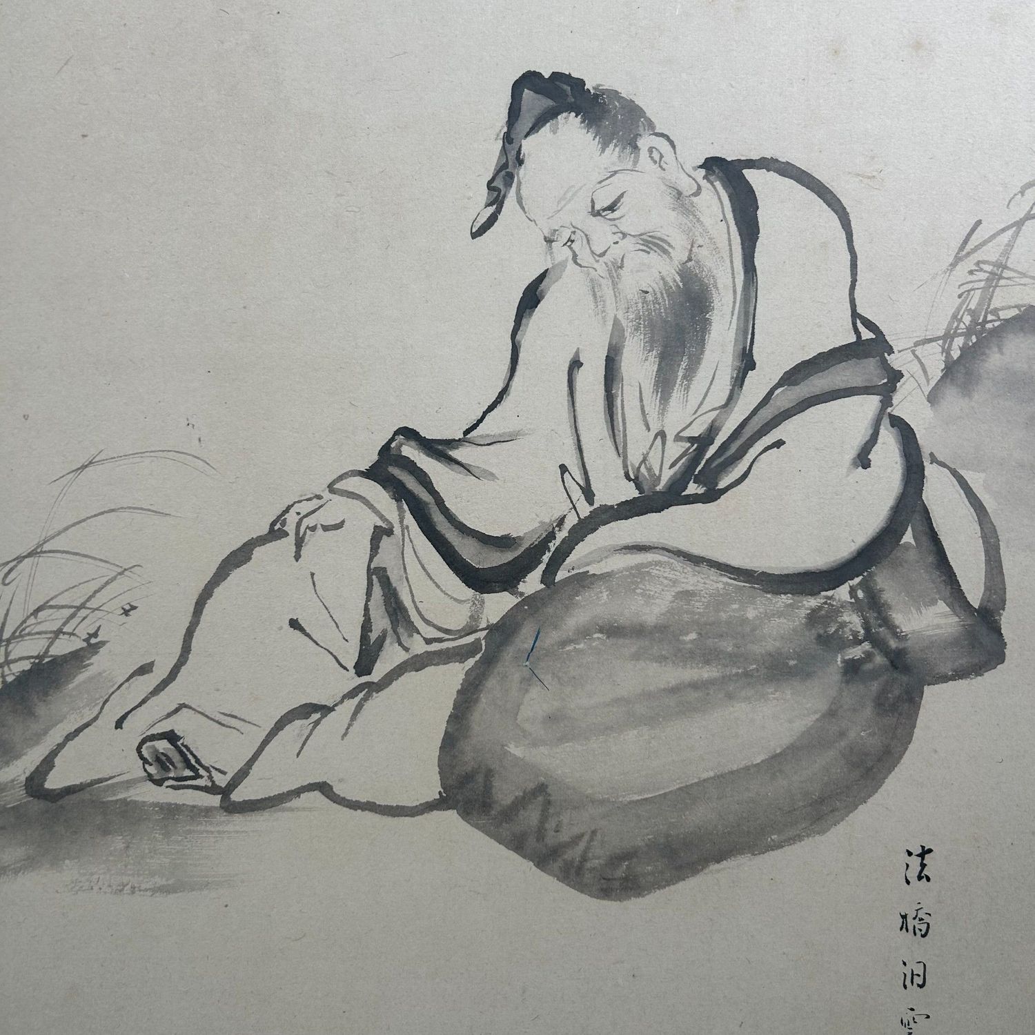 Japanese Folding Screen, Byōbu with Ink Paintings by Hōkyō Dōun, 1880s Japanese Folding Screen, Byōbu with Ink Paintings by Hōkyō Dōun, 1880s