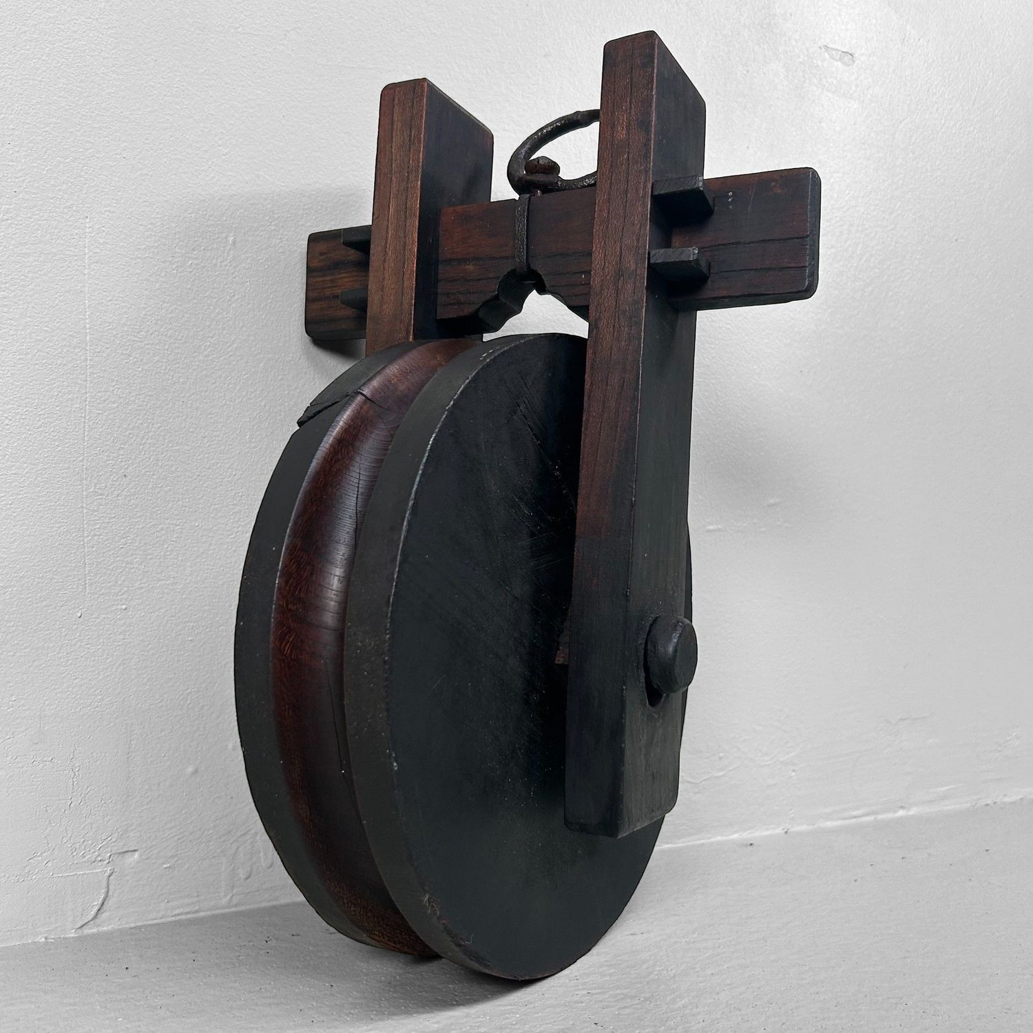 Antieke Japanse Houten Katrol, 1890s