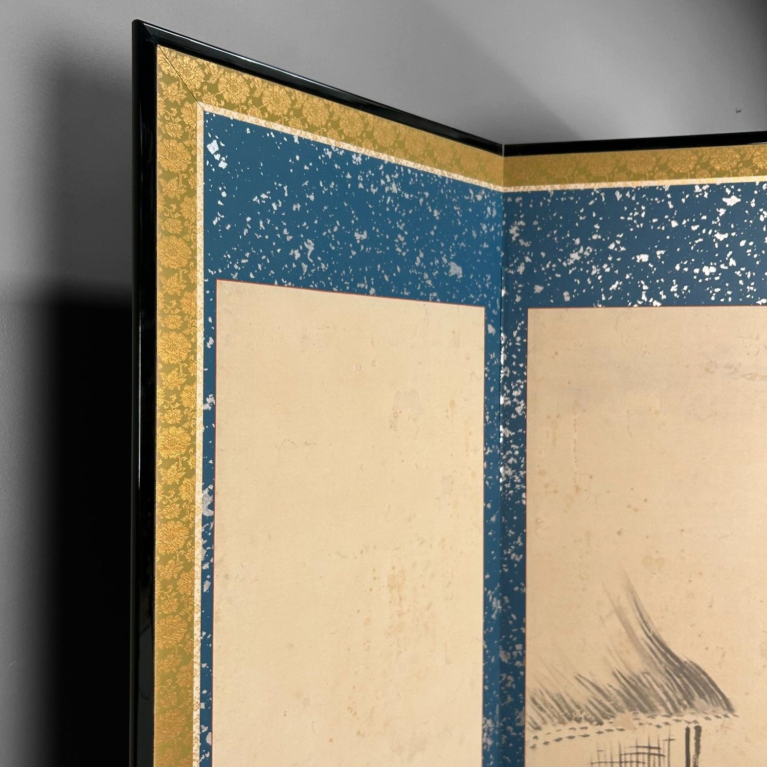 Japanese Folding Screen, Byōbu with Ink Paintings by Hōkyō Dōun, 1880s Japanese Folding Screen, Byōbu with Ink Paintings by Hōkyō Dōun, 1880s