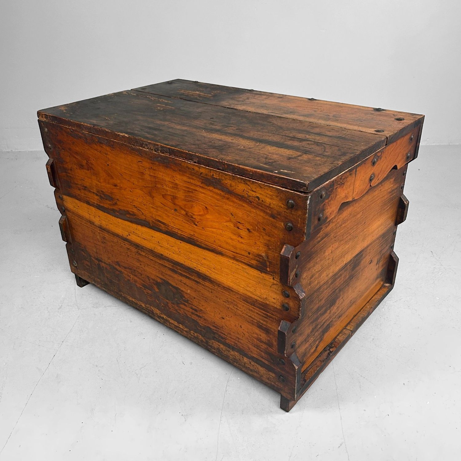 Vintage Japanese Wooden Box, Storage Furniture, 1920s