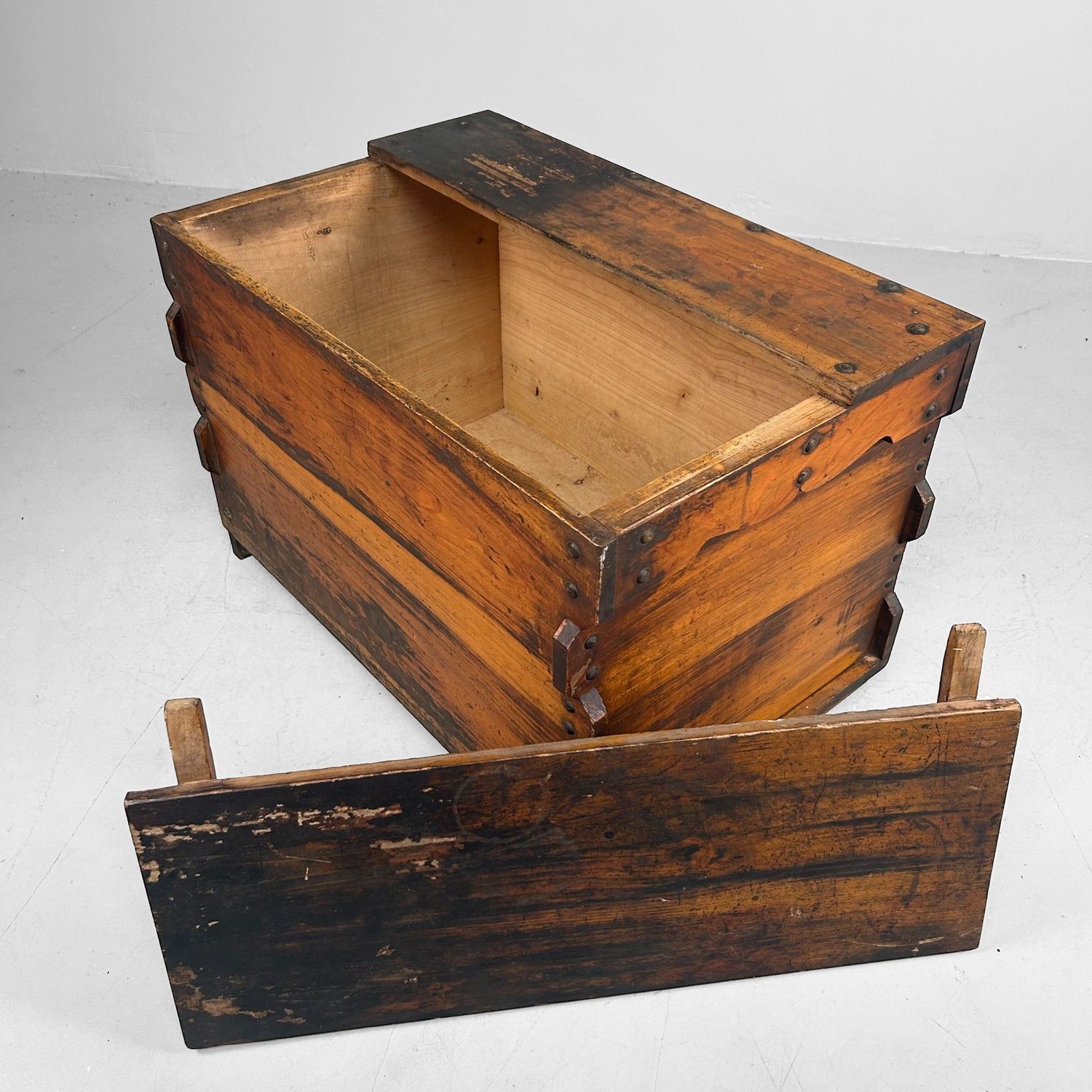 Vintage Japanese Wooden Box, Storage Furniture, 1920s