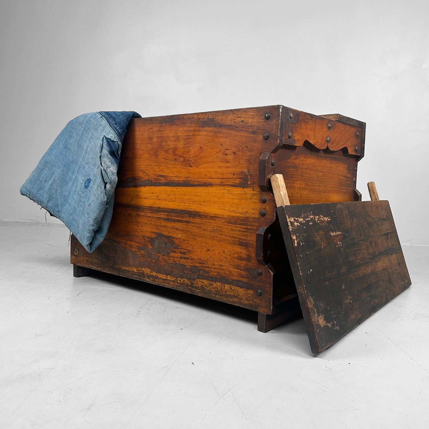 Vintage Japanese Wooden Box, Storage Furniture, 1920s
