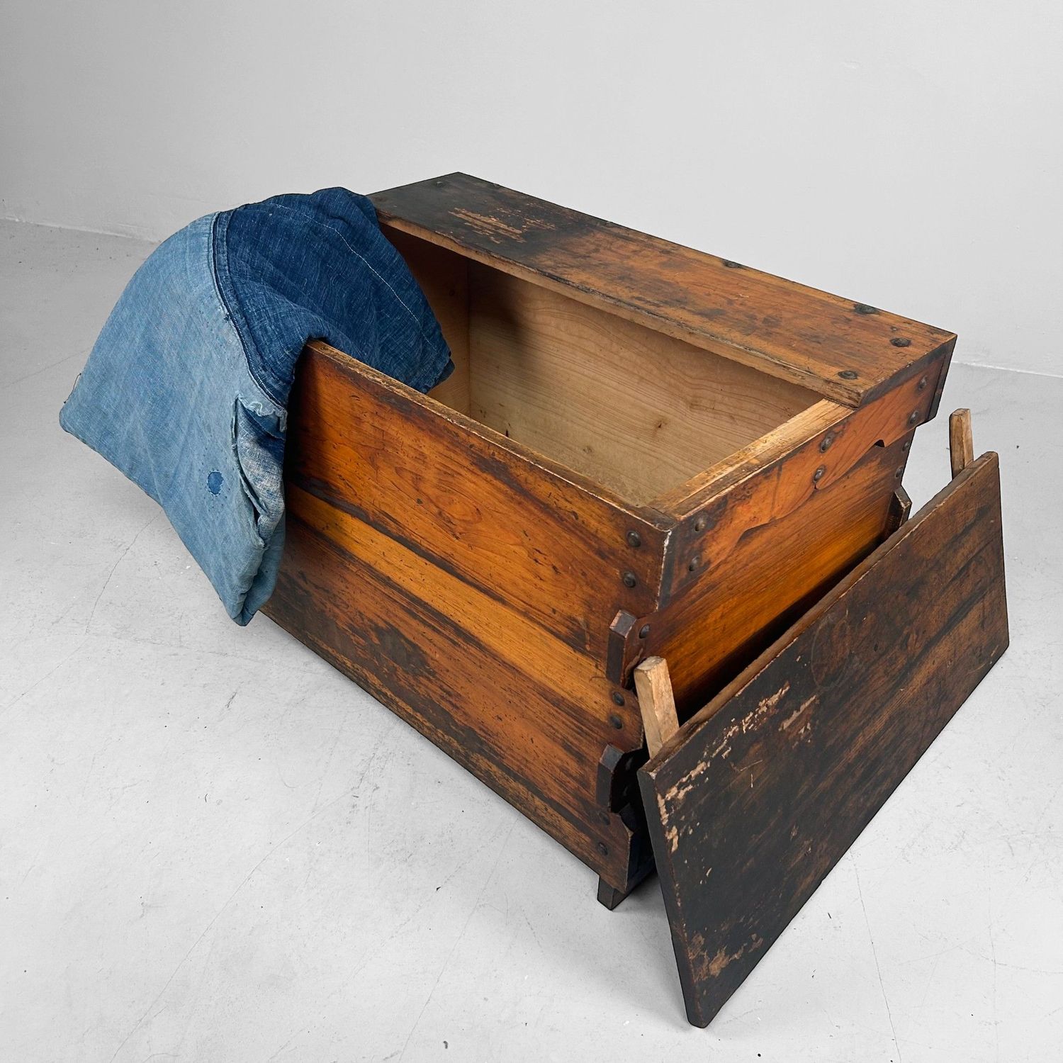 Vintage Japanese Wooden Box, Storage Furniture, 1920s