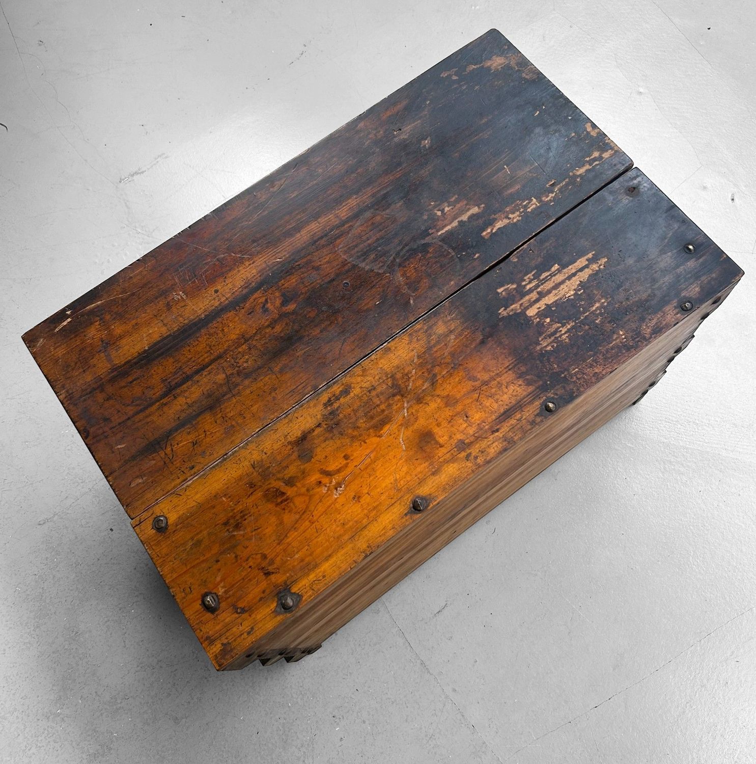 Vintage Japanese Wooden Box, Storage Furniture, 1920s