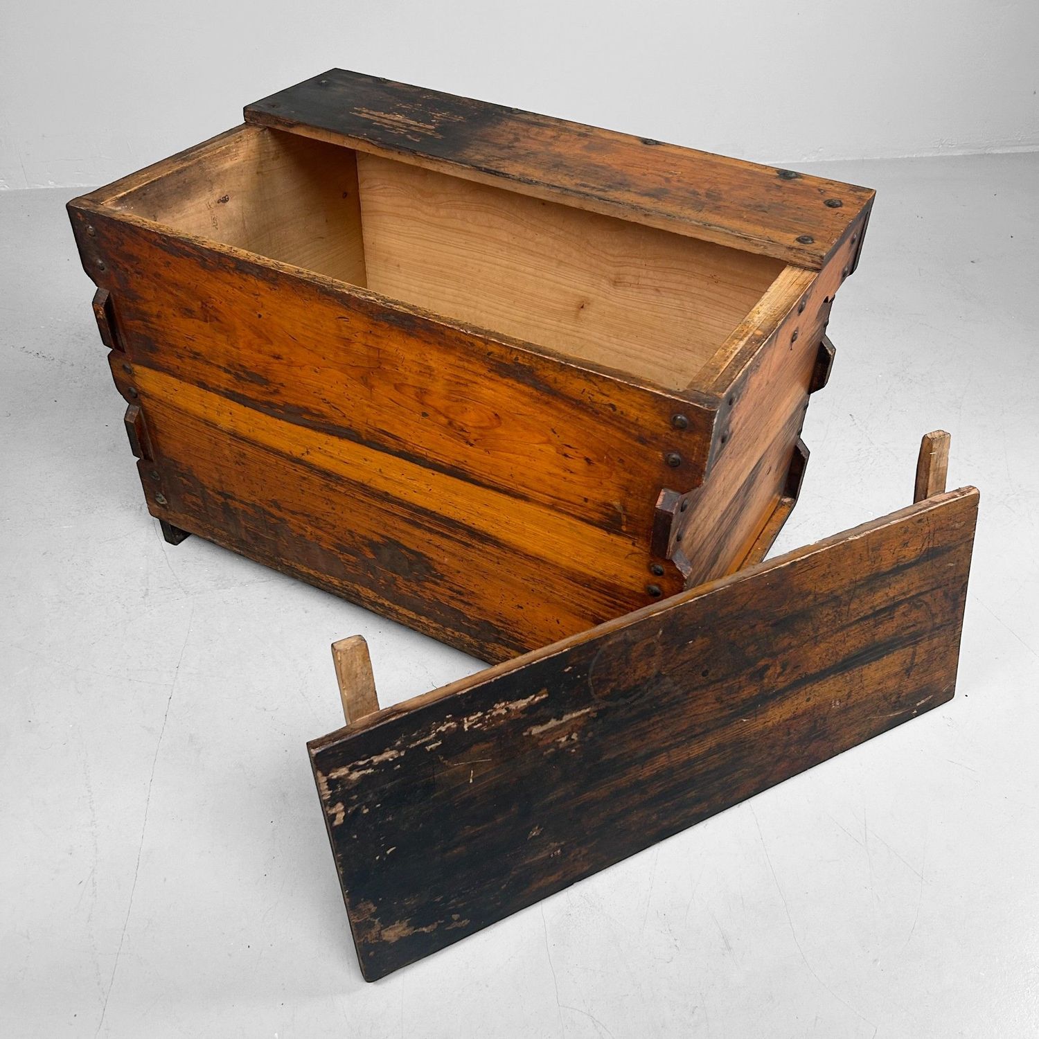 Vintage Japanese Wooden Box, Storage Furniture, 1920s