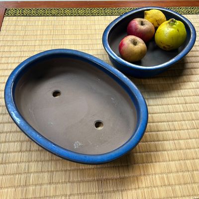 Set of Two Vintage Japanese Bonsai Bowls, 1970s