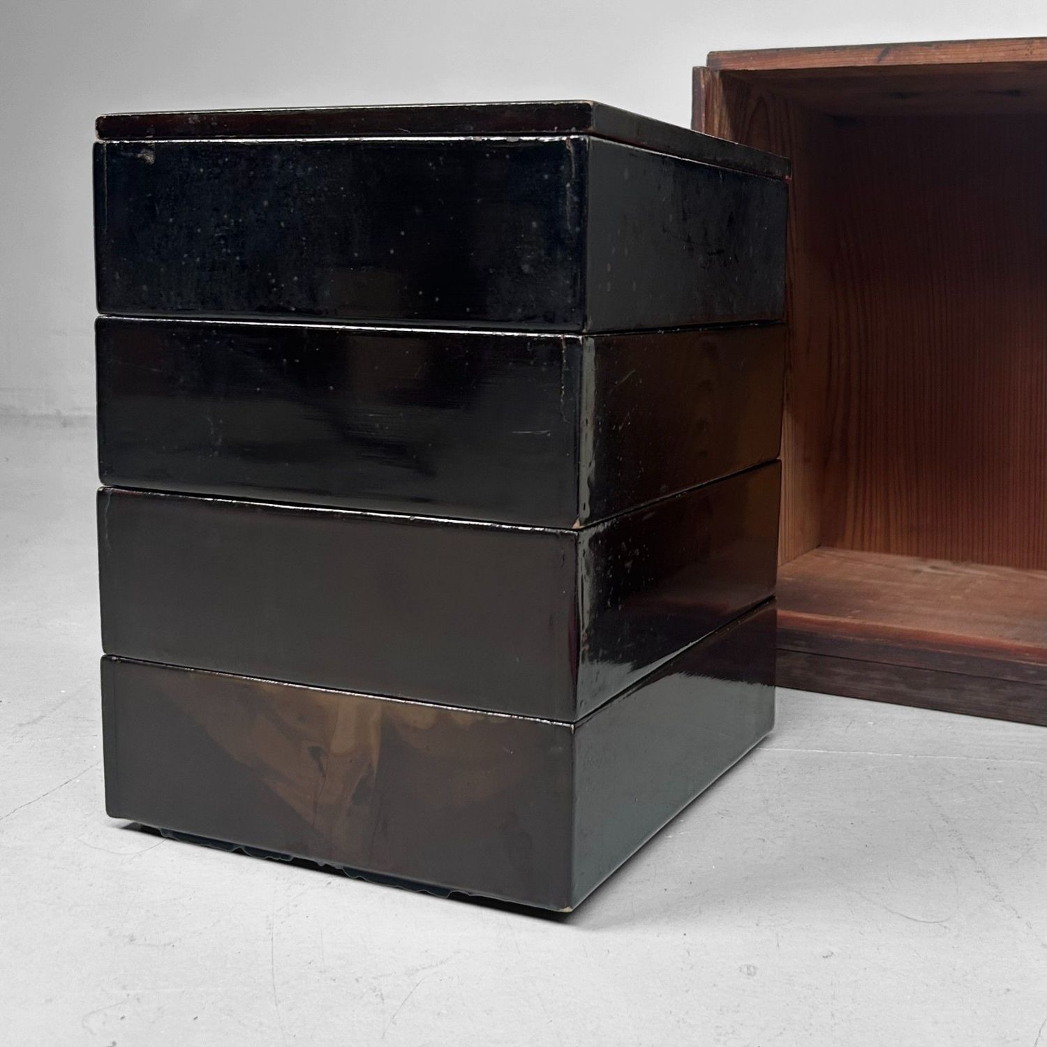 Antique Japanese Jubako in Wooden Storage Box, 1880s Antique Japanese Jubako in Wooden Storage Box, 1880s