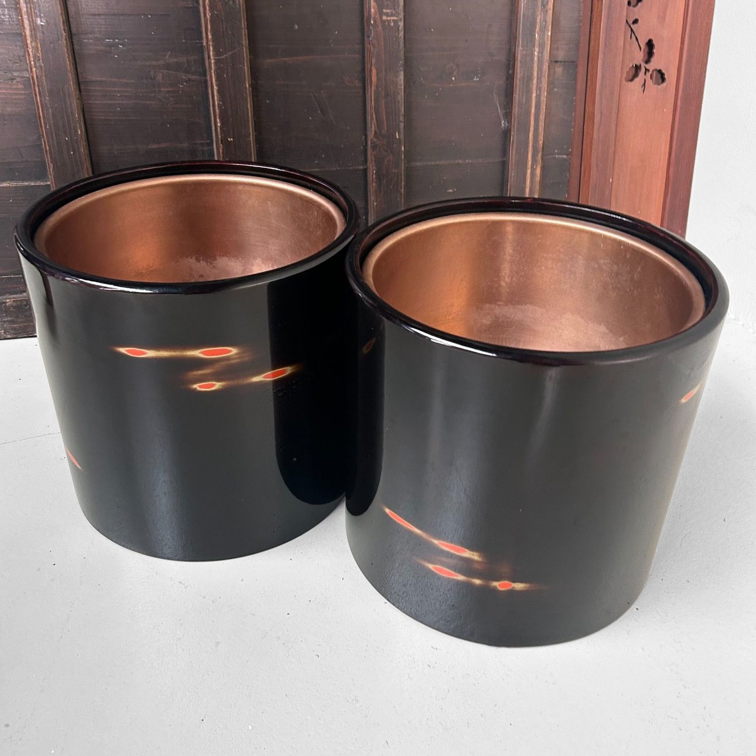 ​Set Japanse Hibachi, Negoro-nuri, 1950s