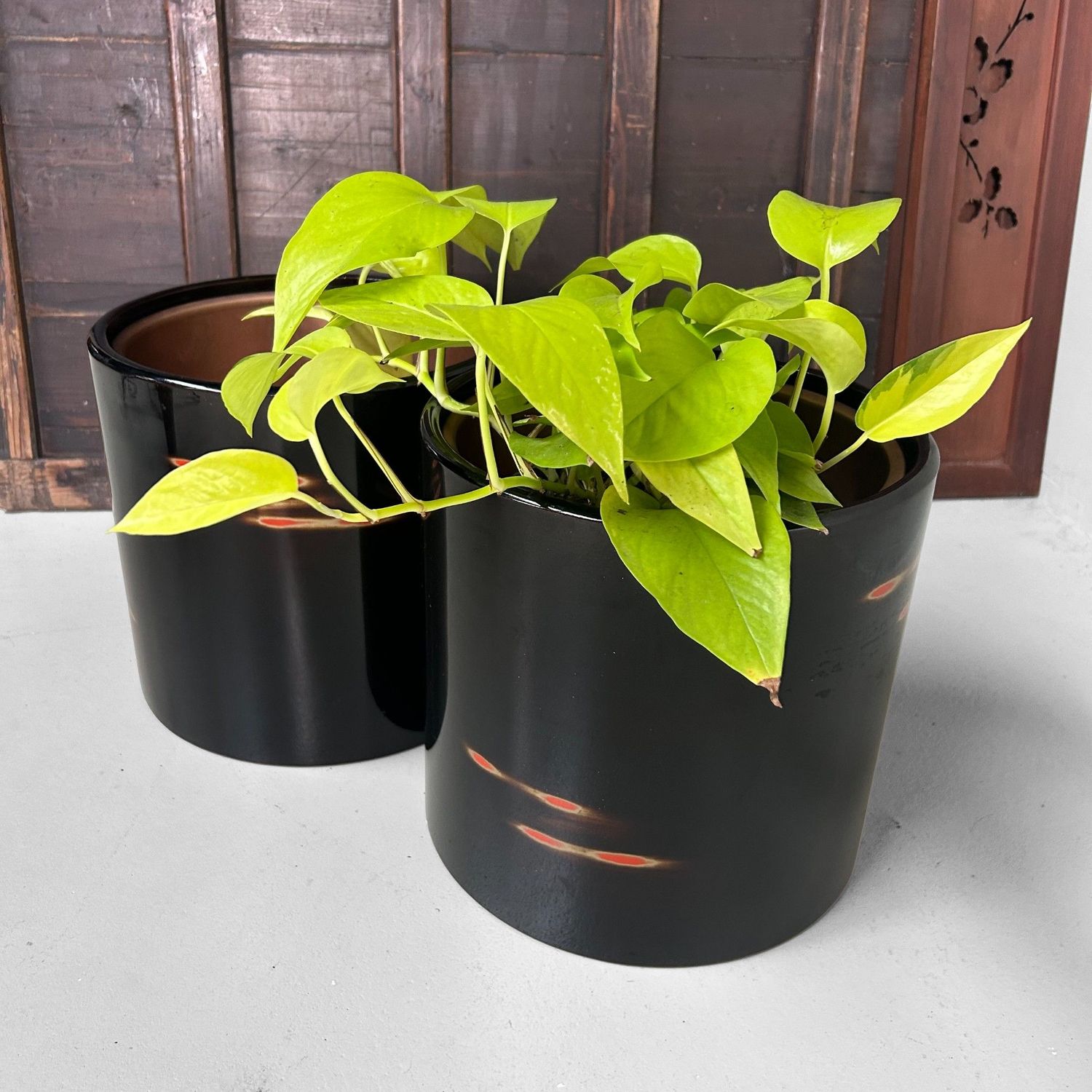 ​Set Japanse Hibachi, Negoro-nuri, 1950s