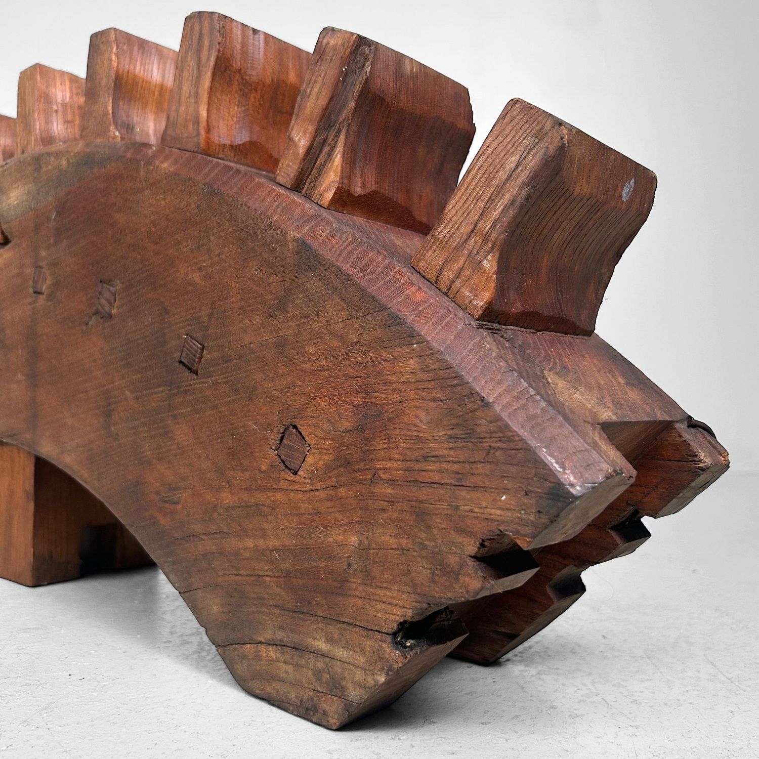 Decorative Wabi-Sabi Accent, Japanese Wooden Gear Segment, 1890s