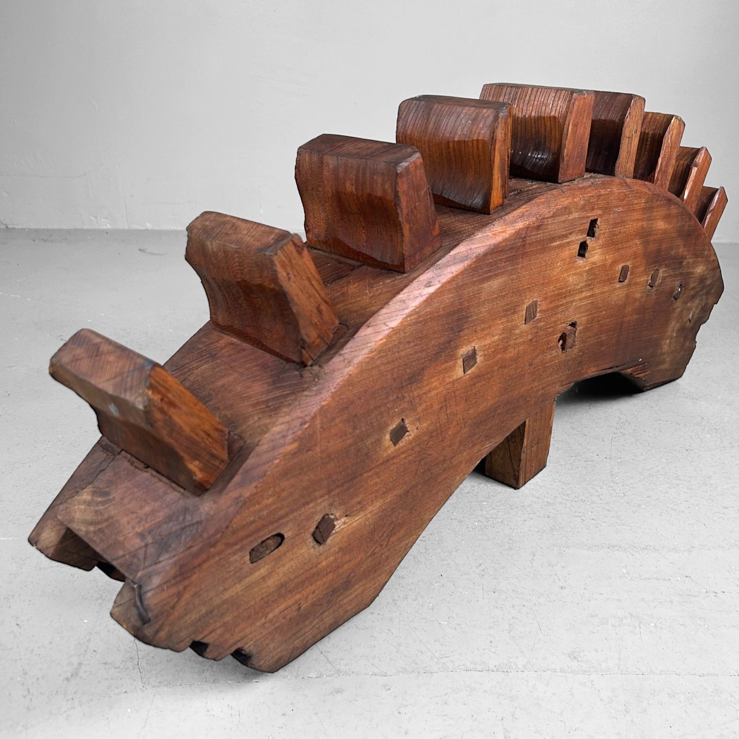 Decorative Wabi-Sabi Accent, Japanese Wooden Gear Segment, 1890s