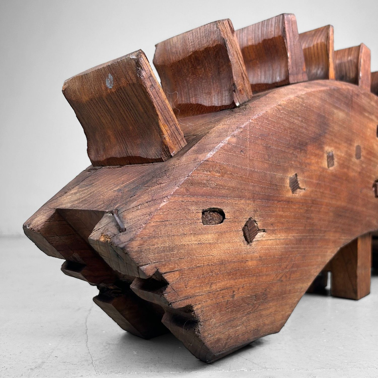 Decorative Wabi-Sabi Accent, Japanese Wooden Gear Segment, 1890s