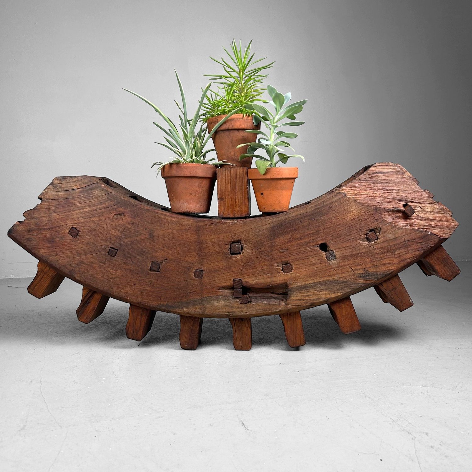 Decorative Wabi-Sabi Accent, Japanese Wooden Gear Segment, 1890s