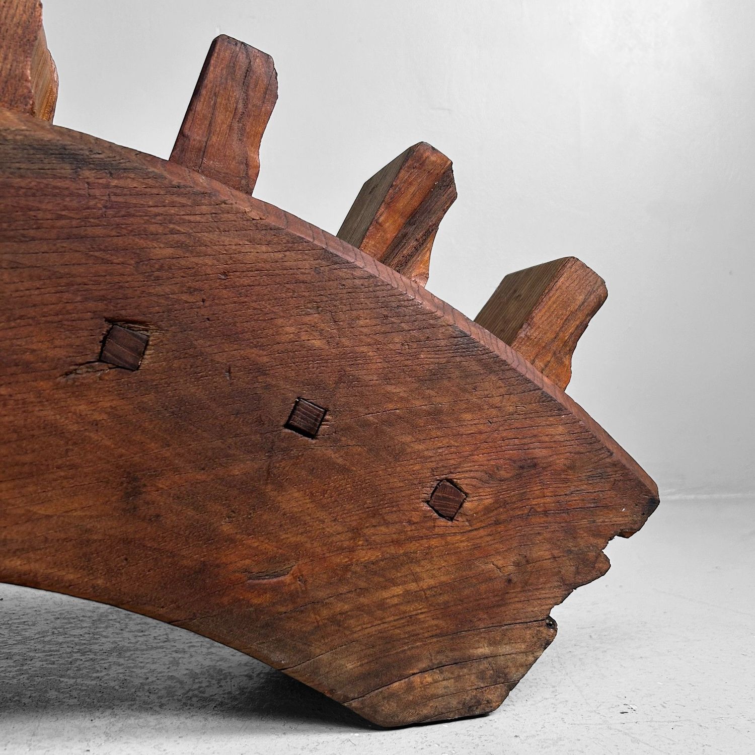 Decorative Wabi-Sabi Accent, Japanese Wooden Gear Segment, 1890s