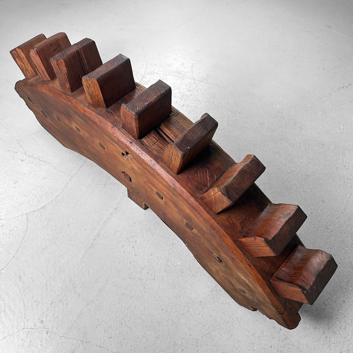 Decorative Wabi-Sabi Accent, Japanese Wooden Gear Segment, 1890s