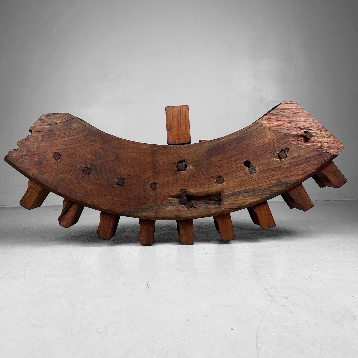 Decorative Wabi-Sabi Accent, Japanese Wooden Gear Segment, 1890s