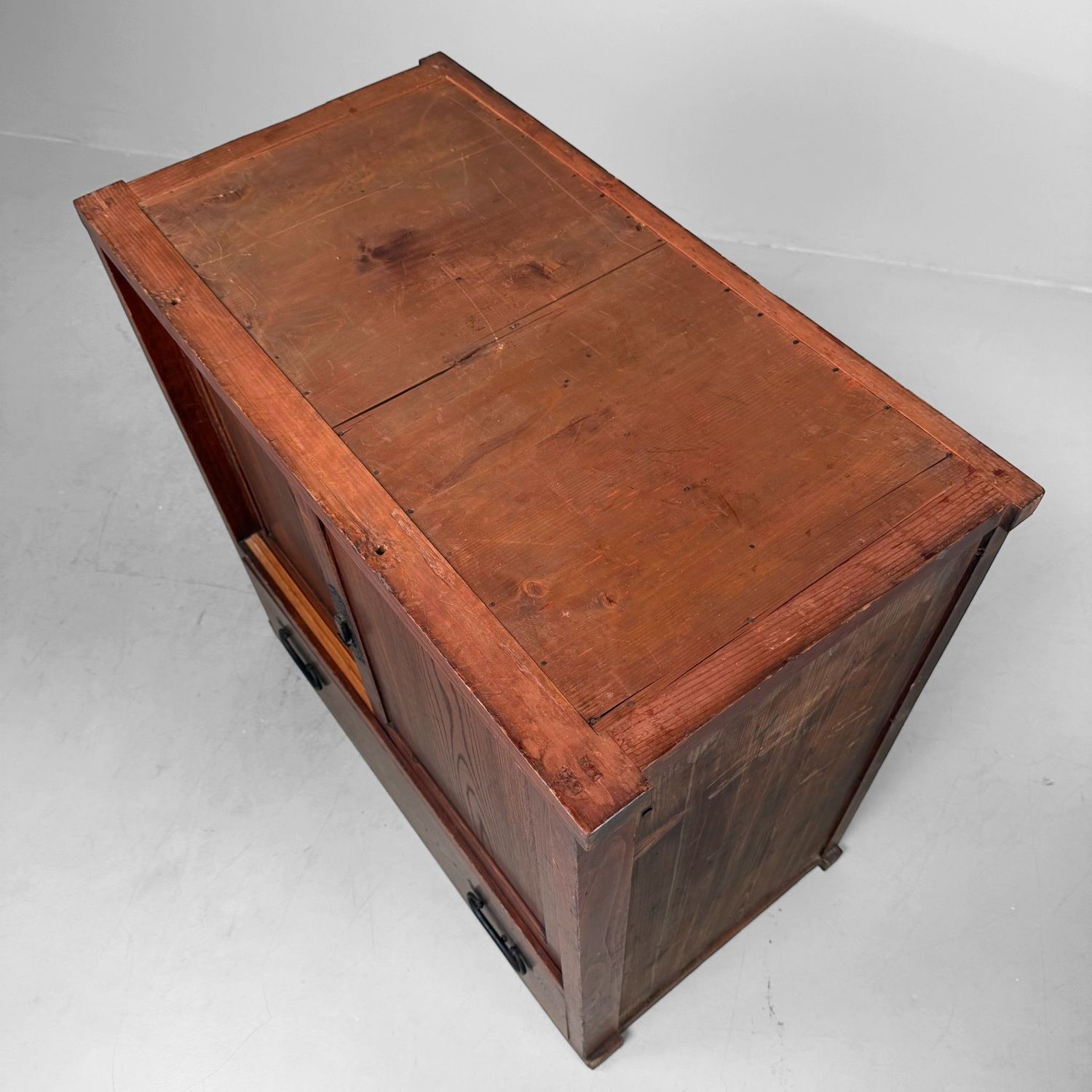 Japanse Tansu, Opbergmeubel met Schuifdeuren en Lade, 1910s