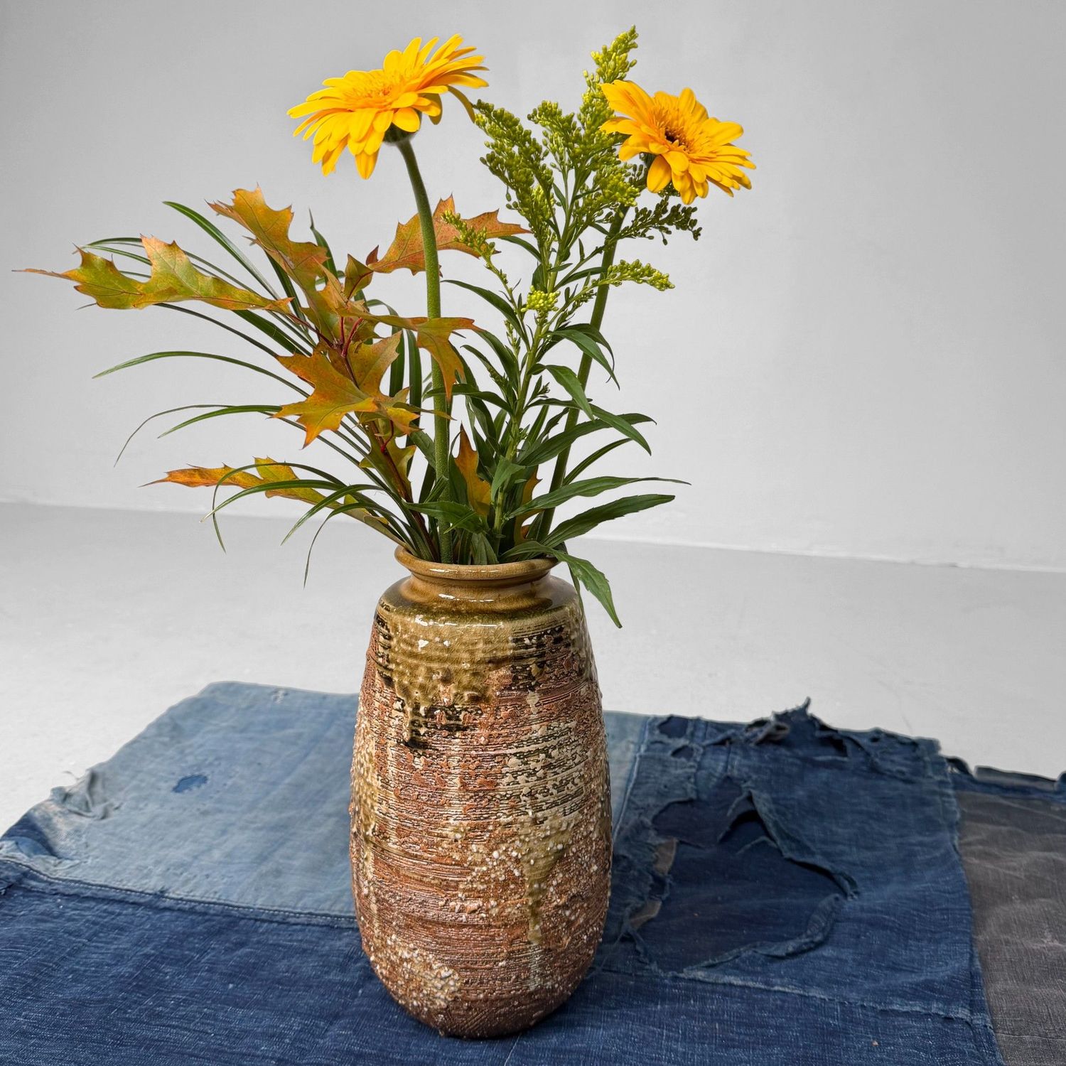 Japanese Shigaraki Ikebana Vase, 1960s