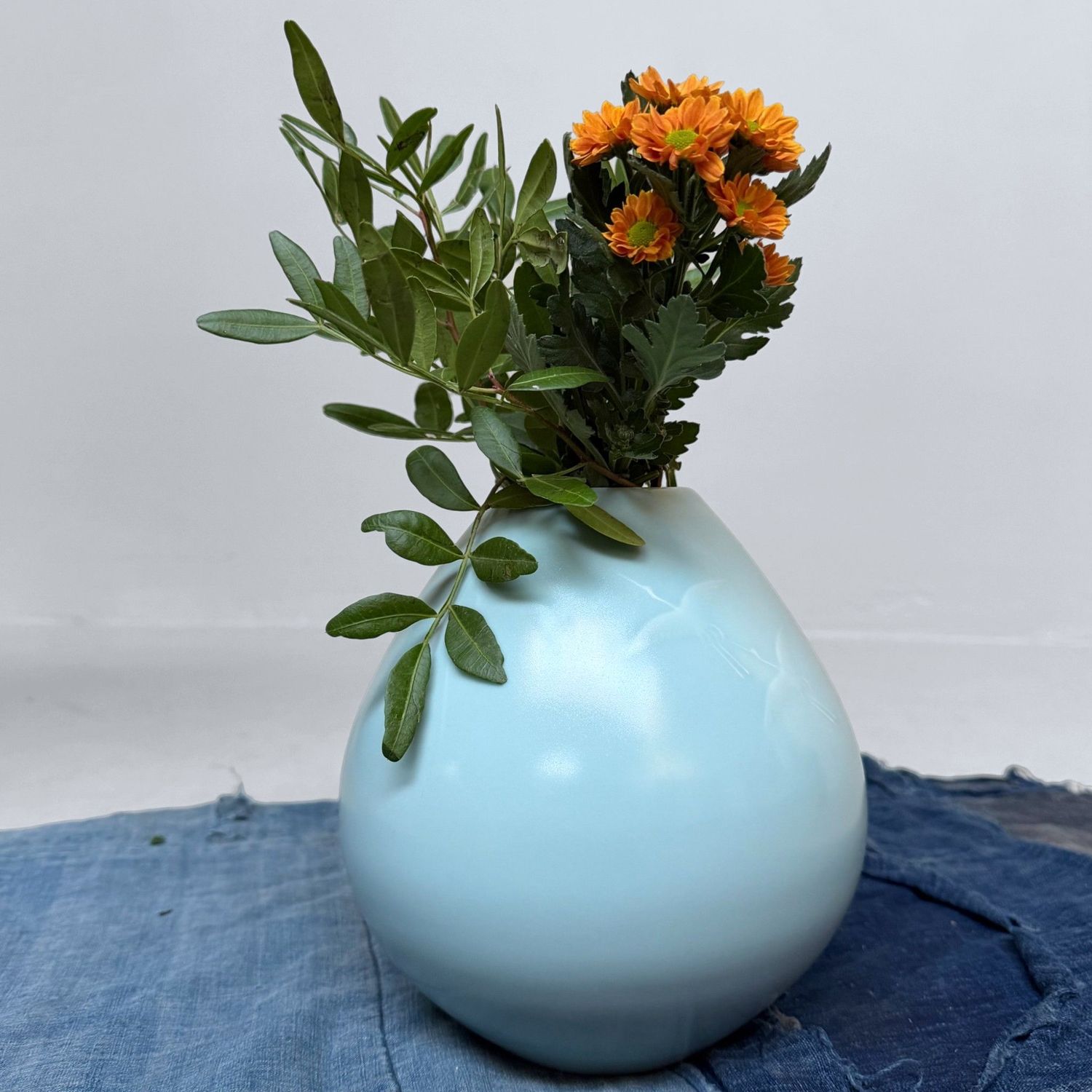 Japanese Kiyomizu Celadon Vase with Cranes, 1970s