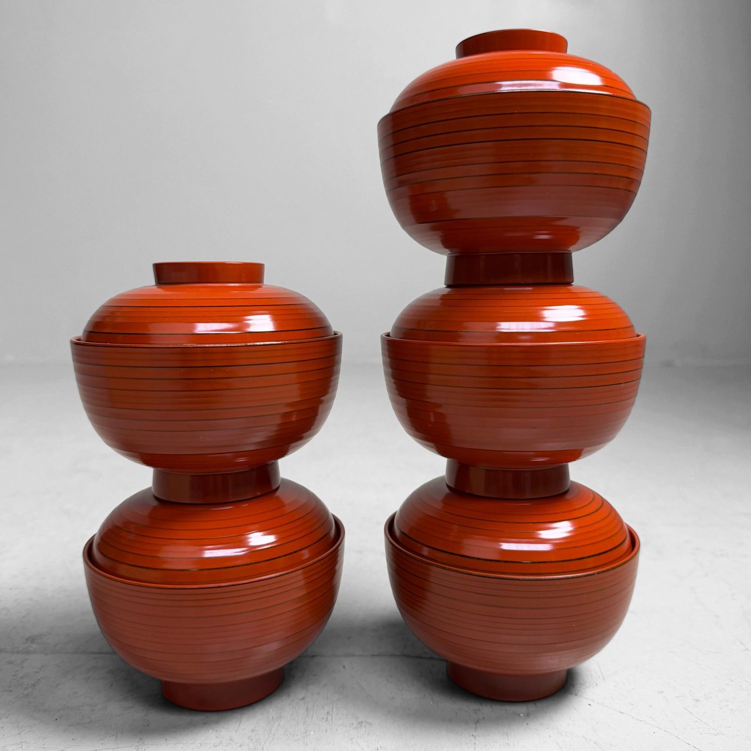 ​Set Japanse Lakkommen met Deksel uit Yamanaka, 1980s.