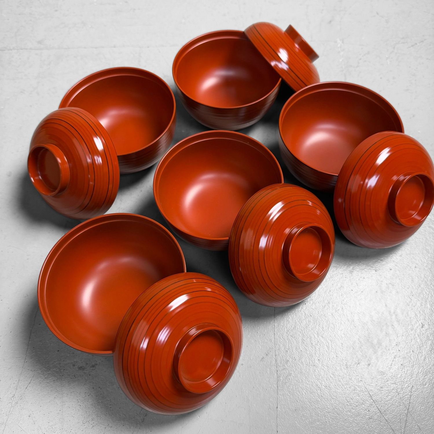 ​Set Japanse Lakkommen met Deksel uit Yamanaka, 1980s.