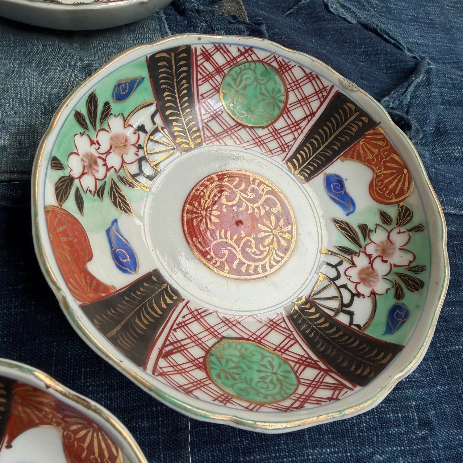 Set Antieke Imari Porseleinen Dessertbordjes, Japan, 1910s