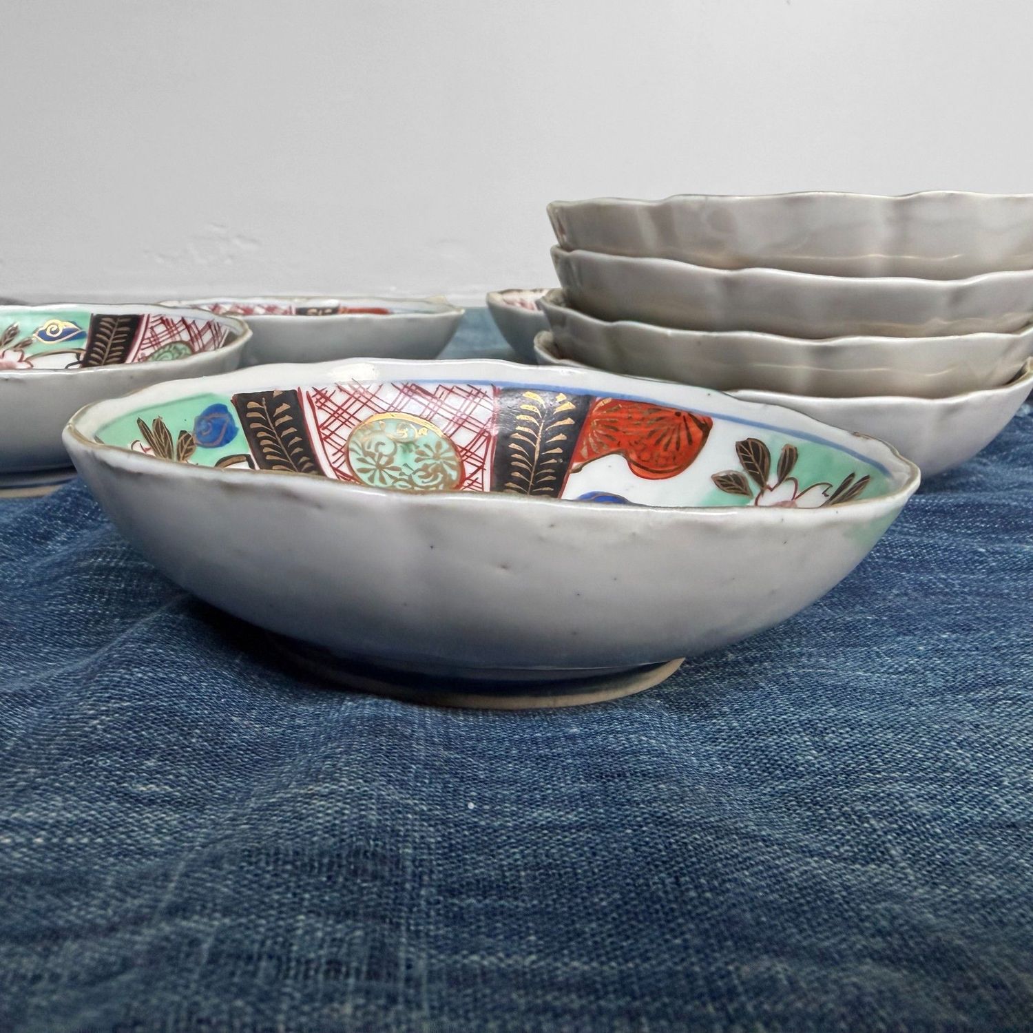 Set Antieke Imari Porseleinen Dessertbordjes, Japan, 1910s