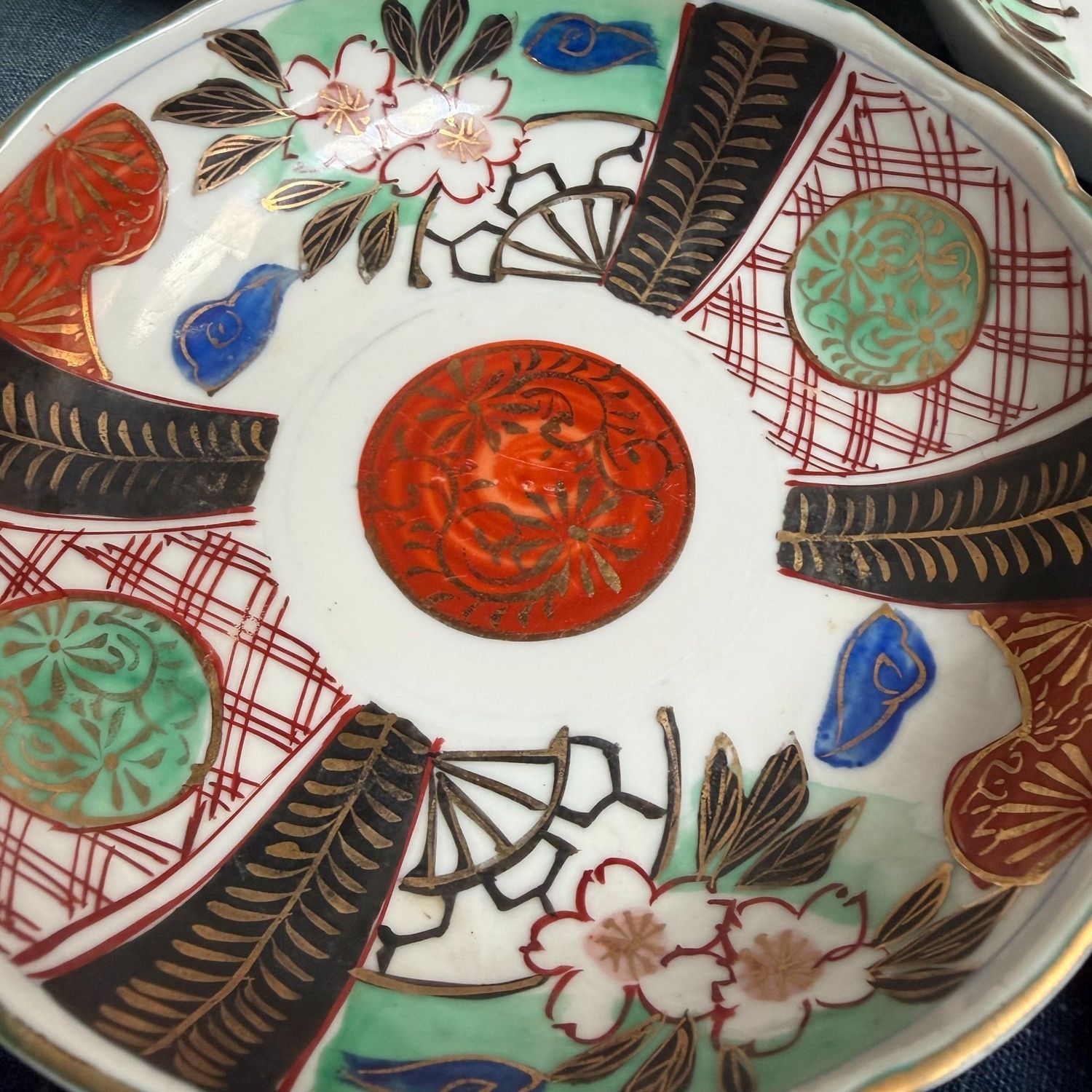 Set Antieke Imari Porseleinen Dessertbordjes, Japan, 1910s