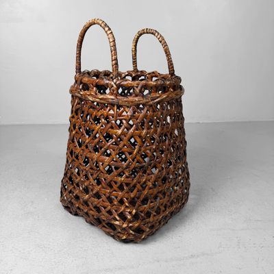 Decoratieve Japanse Bamboemand – Hanakago voor Ikebana, 1940s Decoratieve Japanse Bamboemand – Hanakago voor Ikebana, 1940s