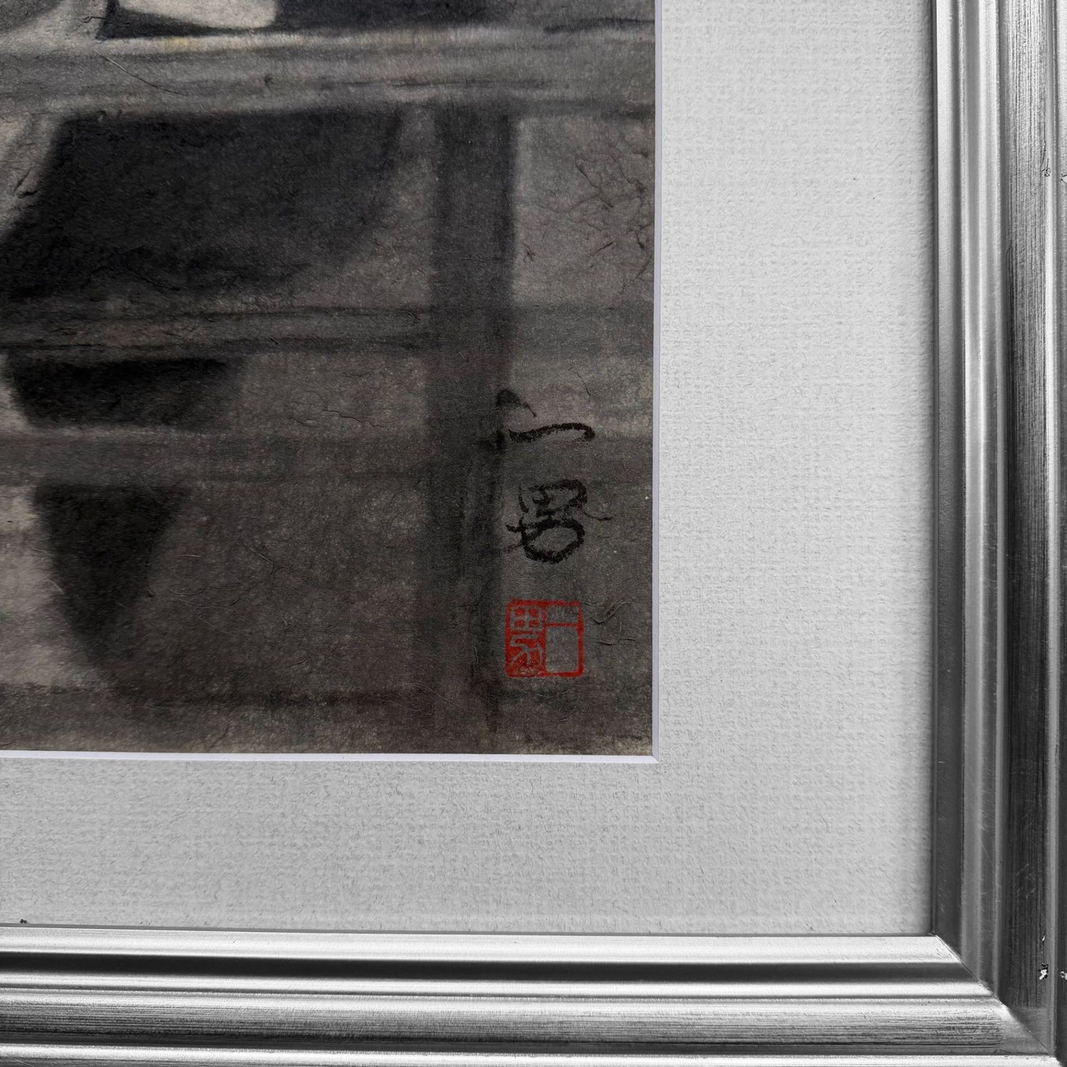 Japanese Ink Painting on Kōzo Washi, “Dancing Woman in Kimono”, 1970s