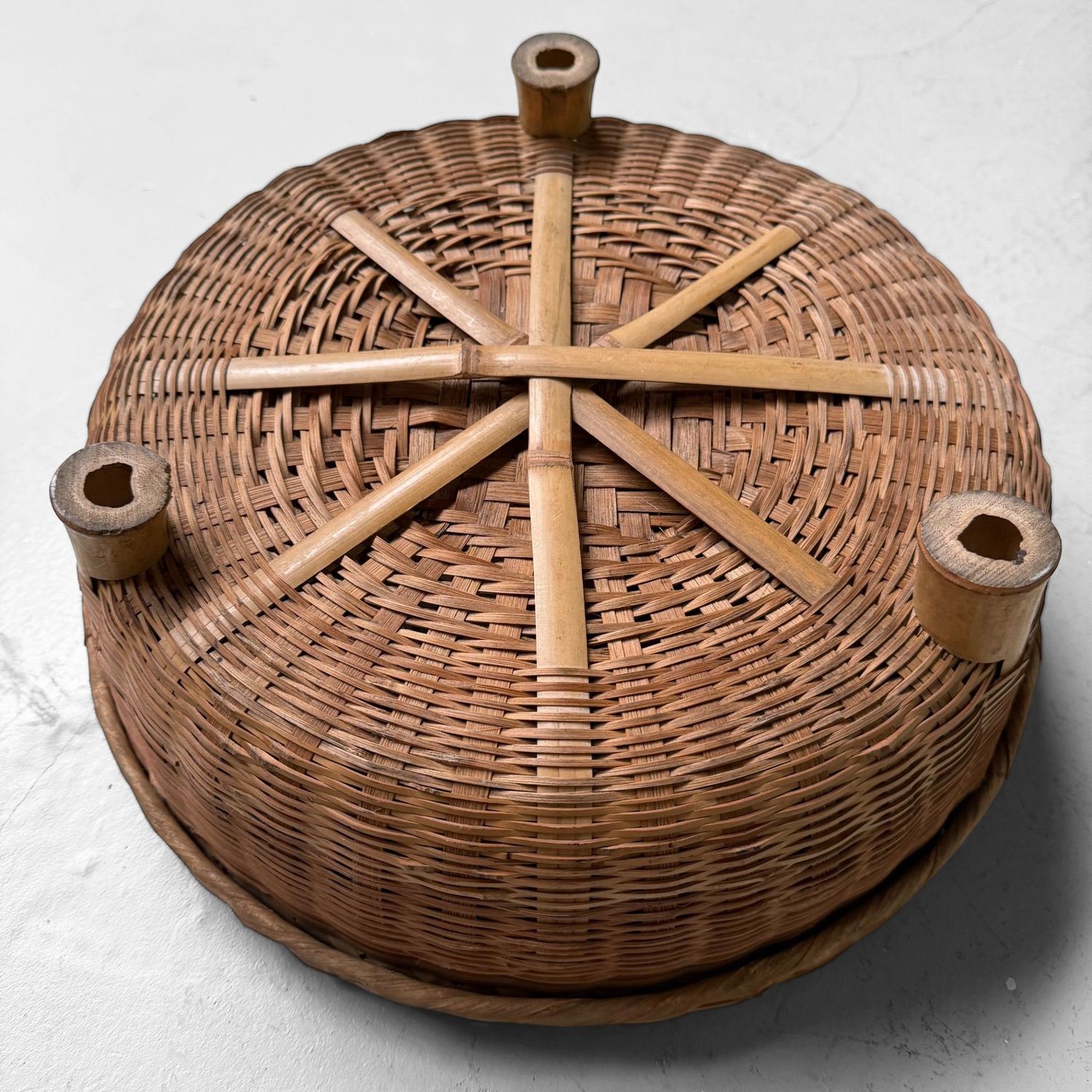 Japanse Matsuura-mand met Deksel, Bamboe Vlechtwerk, 1950s