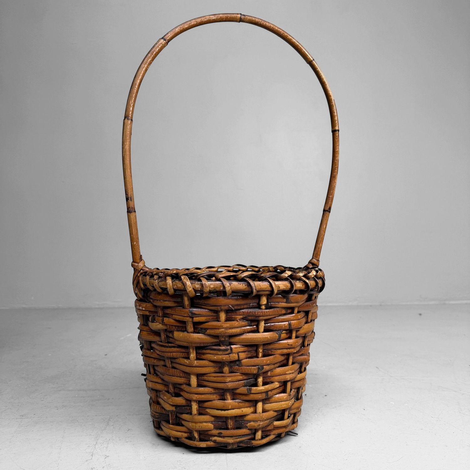 Japanse Bamboe Ikebana Mand met Booghandvat, 1960s