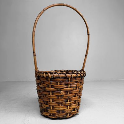 Japanse Bamboe Ikebana Mand met Booghandvat, 1960s