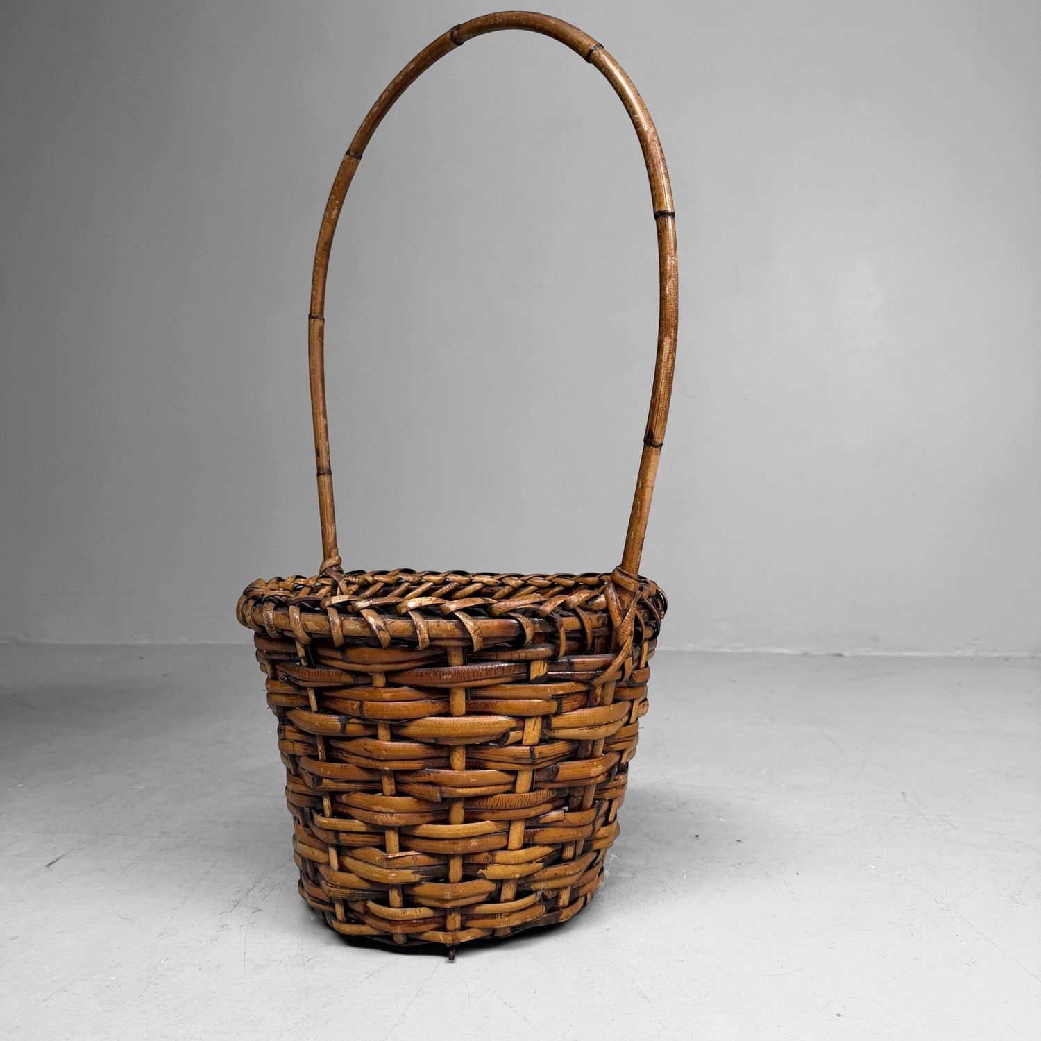 ​Japanse Bamboe Ikebana Mand met Booghandvat, 1960s