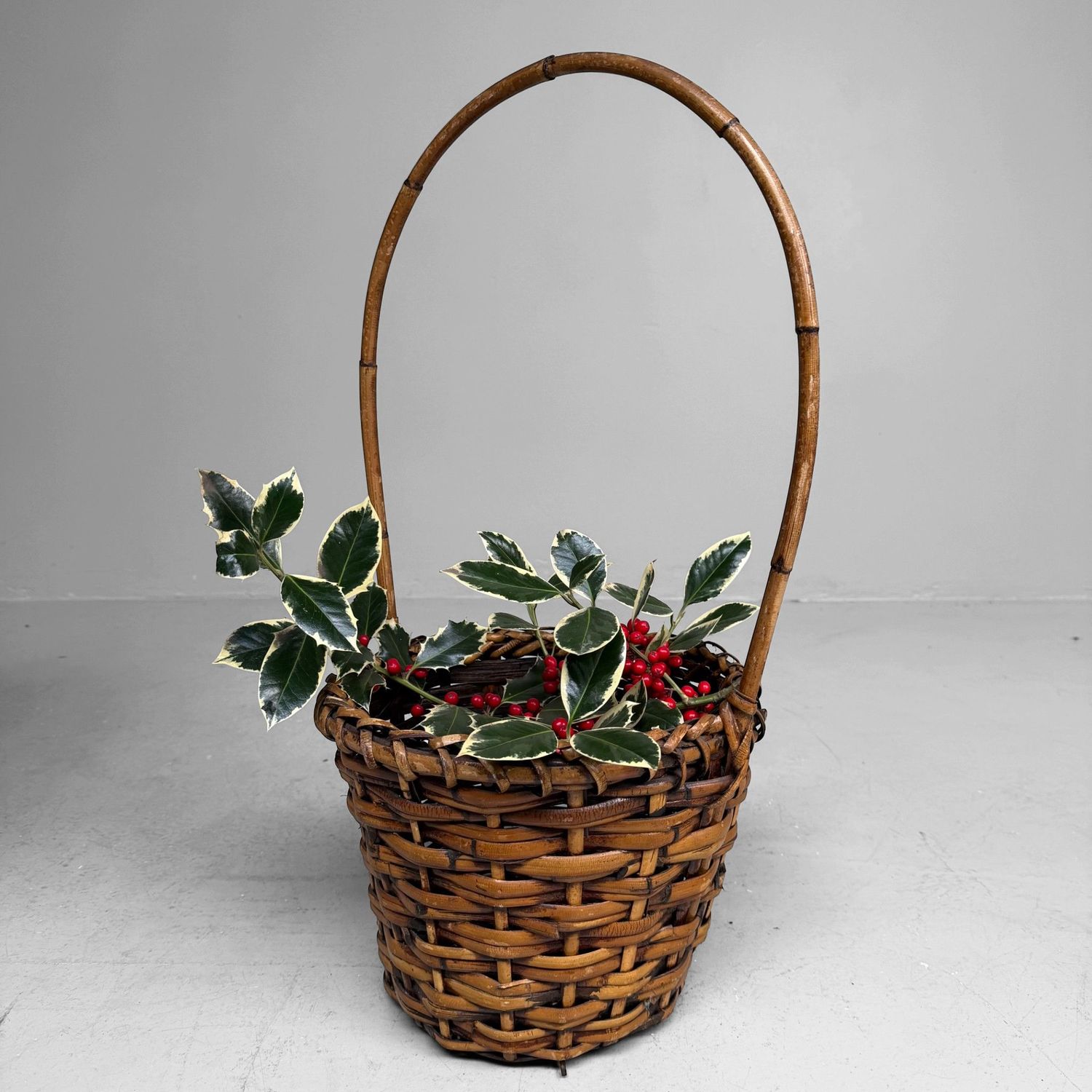 ​Japanse Bamboe Ikebana Mand met Booghandvat, 1960s