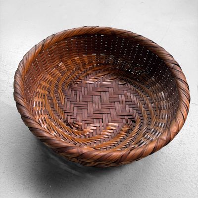 Traditional Japanese Handwoven Bamboo Basket, 1960s